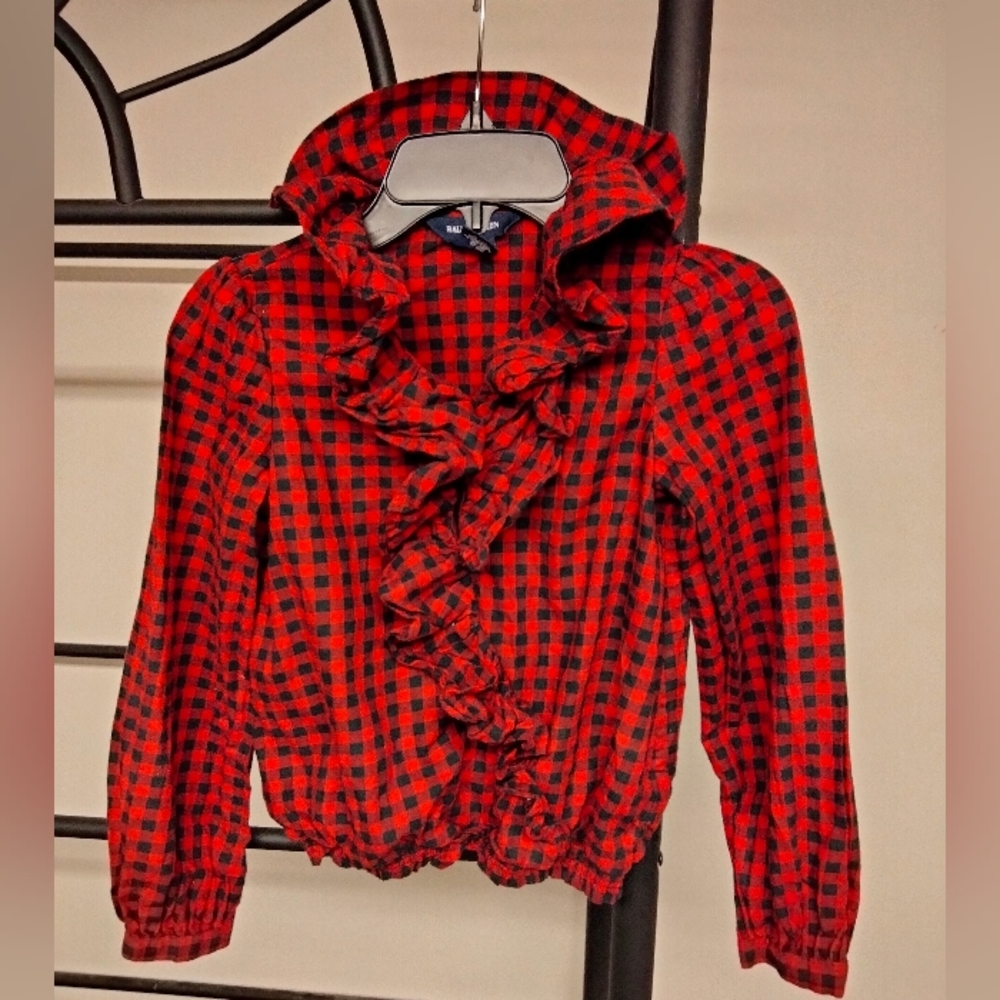 Ralph Lauren ruffled girl's blouse/ shirt size 7